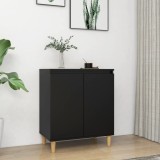 vidaXL Servantă cu picioare din lemn masiv, negru, 60x35x70 cm, PAL