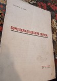 Nicolae S. Ursu - Consideratii despre Critica (cu dedicatia poetului Iulian Vesper)
