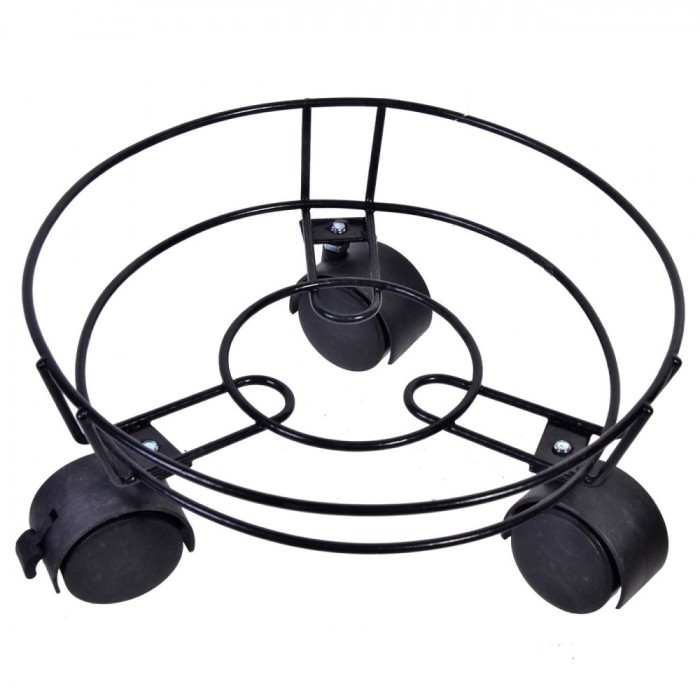 Suport Ghiveci, Metalic, Negru, 20cm, Cu Roti