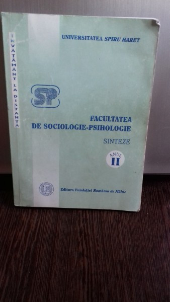 SINTEZE. FACULTATEA DE SOCIOLOGIE PSIHOLOGIE ANUL II INVATAMANT LA DISTANTA - MIHAELA MINULESCU