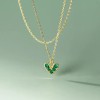 Lănțișor Argint 925 Inimă Verde Smarald, Placat Aur, 40-45cm, Argintboutique - Cadou Romantic Femei/Fete
