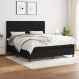 Cumpara ieftin Gossi pat box spring cu saltea, negru, 180x200 cm, catifea