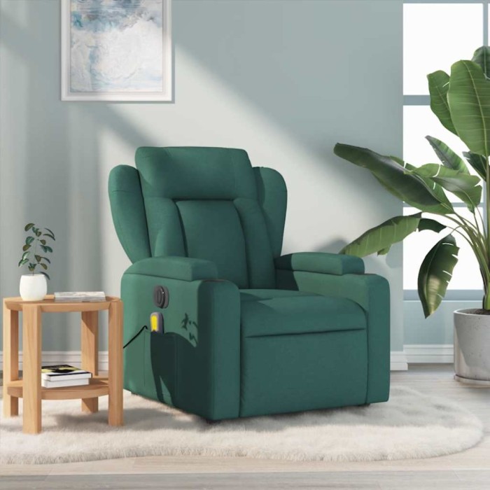 vidaXL Fotoliu de masaj rabatabil, verde &icirc;nchis, material textil 372421