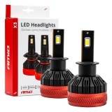 Becuri auto LED H3 AMiO X3 6500K CANBUS 90W 9900 lm alb rece
