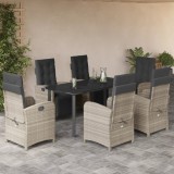 VidaXL Set mobilier de grădină cu perne, 7 piese gri deschis poliratan