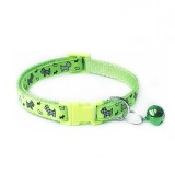 Zgarda ajustabila cu clopotel pentru caini si pisici, 18-32cm/1cm, Imprimeu, Verde, Ropet
