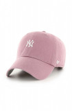 47 brand șapcă de baseball din bumbac MLB New York Yankees culoarea roz, cu imprimeu, B-BSRNR17GWS-QC