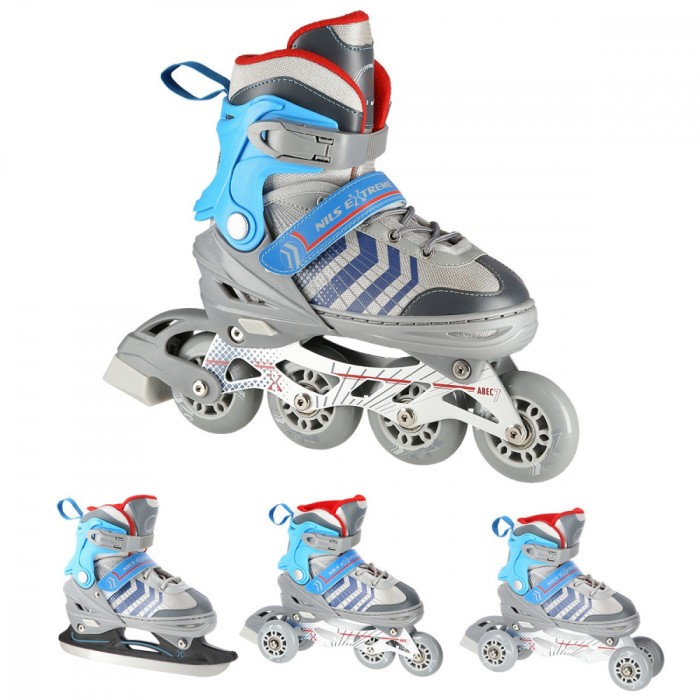 Role Reglabile 4in1 Nils Extreme NH18192 Gri/Albastru, L(39-43)