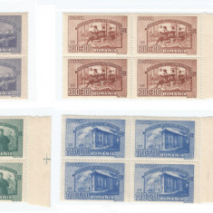 |Romania, LP 213/1947, Casa Scoalelor, blocuri de 4 timbre, MNH