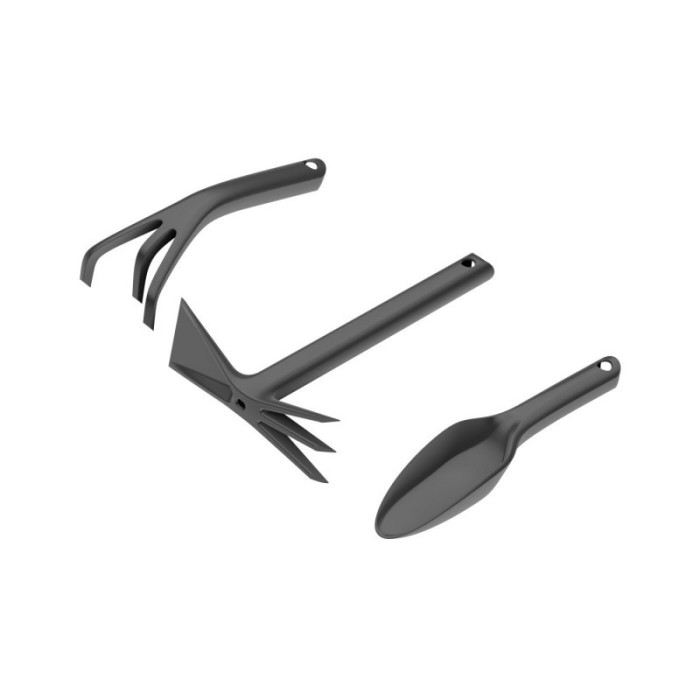 Set unelte pentru gradina Basic Cellfast, lopata mica, cultivator, sapaliga, orificiu prindere, 3 bucati, Negru