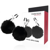 DARKNESS - NIPPLE CLAMPS WITH POM POMS 1, DARKNESS SENSATIONS
