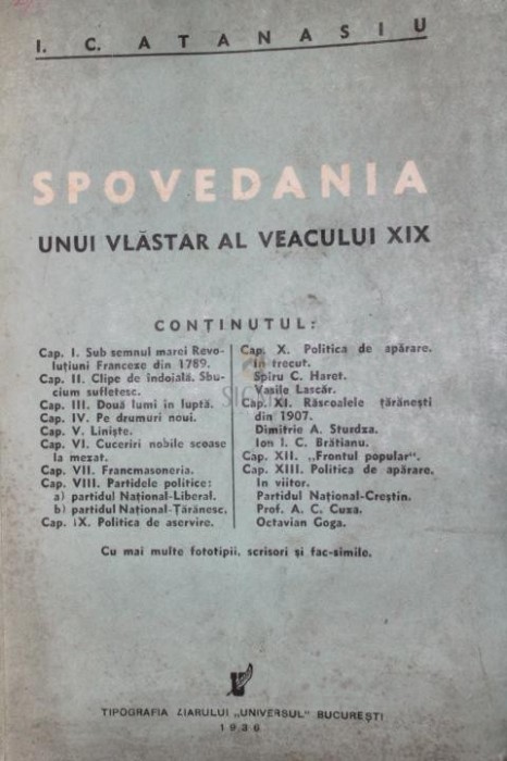 SPVEDANIA UNUI VLASTAR AL VEACULUI XIX