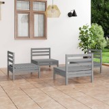 VidaXL Set mobilier de grădină, 4 piese, gri, lemn masiv de pin