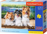 Puzzle 200 piese Shelties in the Lavender Garden, castorland