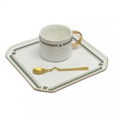 Set Portelan Ceasca si Platou 20x20cm, ENJOY LIFE, 200 ml