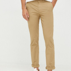 United Colors of Benetton pantaloni barbati, culoarea bej, cu fason chinos