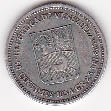 Venezuela 50 Centimos 1954