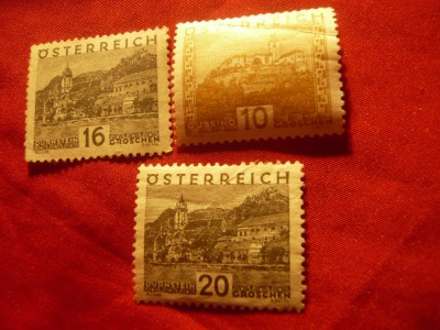 3 Timbre Austria - 1929 Peisaje : 10 , 16 si 20g foto