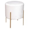 Taburet rotund Atmosphera Ilyan, 34x40 cm, catifea si MDF, alb