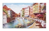 Cumpara ieftin Tablou pictat manual living, dormitor, La Venetia, colt de rai, 100x60cm ulei pe panza in cutit efect 3D, gata de expus pe perete