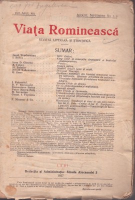C6804N Viața Rom&amp;icirc;nească, 8-9/1927, Iași foto