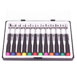 Set 12 surubelnite de precizie, cu varfuri Torx, Stea si Drept, carcasa depozitare, multicolore