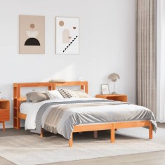 vidaXL Cadru de pat cu tăblie, maro ceruit, 120x200 cm, lemn masiv pin 3305739