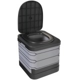 Outsunny WC Portabil pentru Camping cu 12 Pachete Coagulante și 12 Pungi de Eliminare, 42x46x43,5 cm, Gri și Negru | Aosom Romania