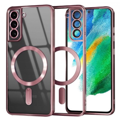 Husa MagSafe pentru Samsung Galaxy S21 FE 5G G990, Techsuit, Luxury Crystal, Roz foto