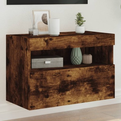 vidaXL Comodă TV de perete cu lumini LED, stejar fumuriu, 60x30x40 cm 837191 foto