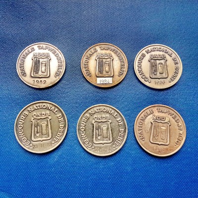 D888-India-Set 6 medalii-Concurs National de Debit bancar diversi 1980-1990. foto
