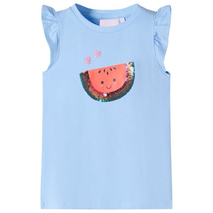 Tricou copii m&acirc;neci cu volane roșu 116