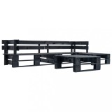 vidaXL Set mobilier de grădină din paleți, 4 piese, negru, lemn