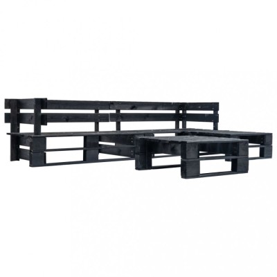vidaXL Set mobilier de grădină din paleți, 4 piese, negru, lemn 277424 foto