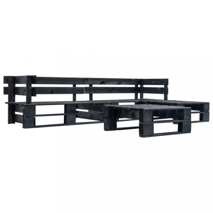vidaXL Set mobilier de grădină din paleți, 4 piese, negru, lemn 277424