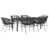 Cumpara ieftin Set de sufragerie de gradina 7 piese neagra sticla polirattan