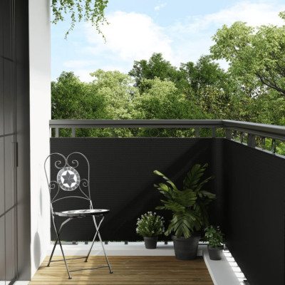 Paravan pentru balcon, negru, 400x80 cm, poliratan GartenMobel Dekor foto
