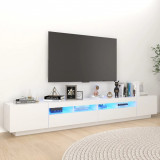 Comoda TV cu lumini LED, alb, 260x35x40 cm GartenMobel Dekor, vidaXL