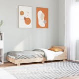Cadru Pat 100x200 cm Lemn Masiv Pin Maro vidaXL Fără Saltea, Suport Lamele, Tablie