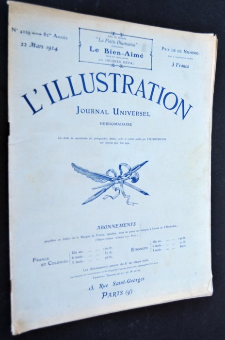 Revista L&#039;Illustration NR. 4229 Franta 1924 / 22 mai