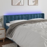 VidaXL Tăblie de pat cu LED, albastru &icirc;nchis, 203x16x78/88 cm, catifea
