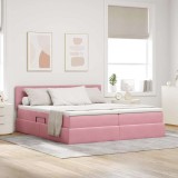 Cumpara ieftin Pat cu LED si saltea Roz 180 x 200 cm Catifea