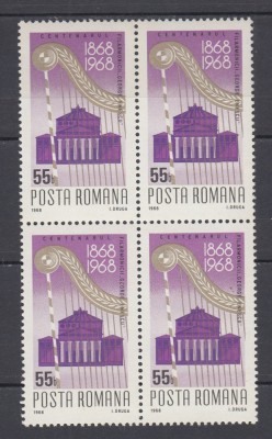 ROMANIA 1968 LP 682 - 100 ANI FILARMONICA GEORGE ENESCU BLOC DE 4 TIMBRE MNH foto