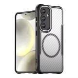 Husa de protectie Samsung S25, insertii carbon, MagSafe, antisoc, negru, Oem