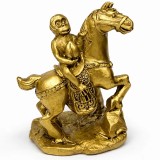 Maimuta pe cal cu piersica, obiect feng shui pentru promovare rapida in cariera si succes in afaceri, statueta auriu