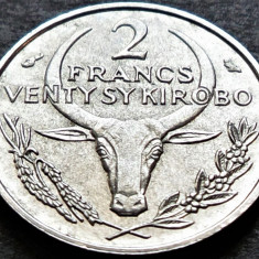 Moneda exotica 2 FRANCI KIROBO- MALAGASY MADAGASCAR, anul 1965 *cod 3847 B = UNC
