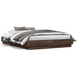 vidaXL Cadru de pat cu lumini LED, stejar maro, 120x190 cm