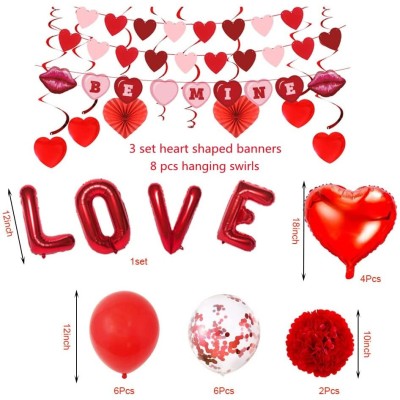 Set aniversar baloane Amycute, folie și latex, multicolor, 12 baloane latex, 4 baloane inimă foto
