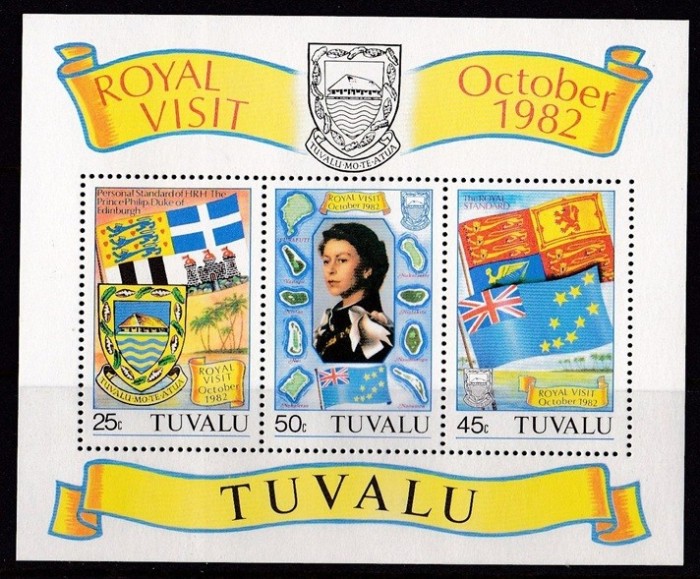 Tuvalu 1982, vizita regala, bloc, MNH