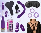 Kit Valentine's Day Temptation Pack, 9 Accesorii, Mov/Negru